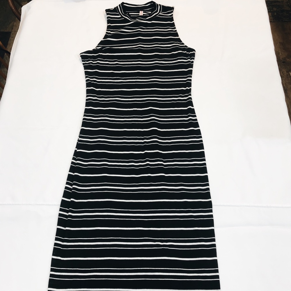Black and white striped dress